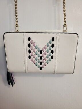 White Crossbody Bag with Pastel Embroidery